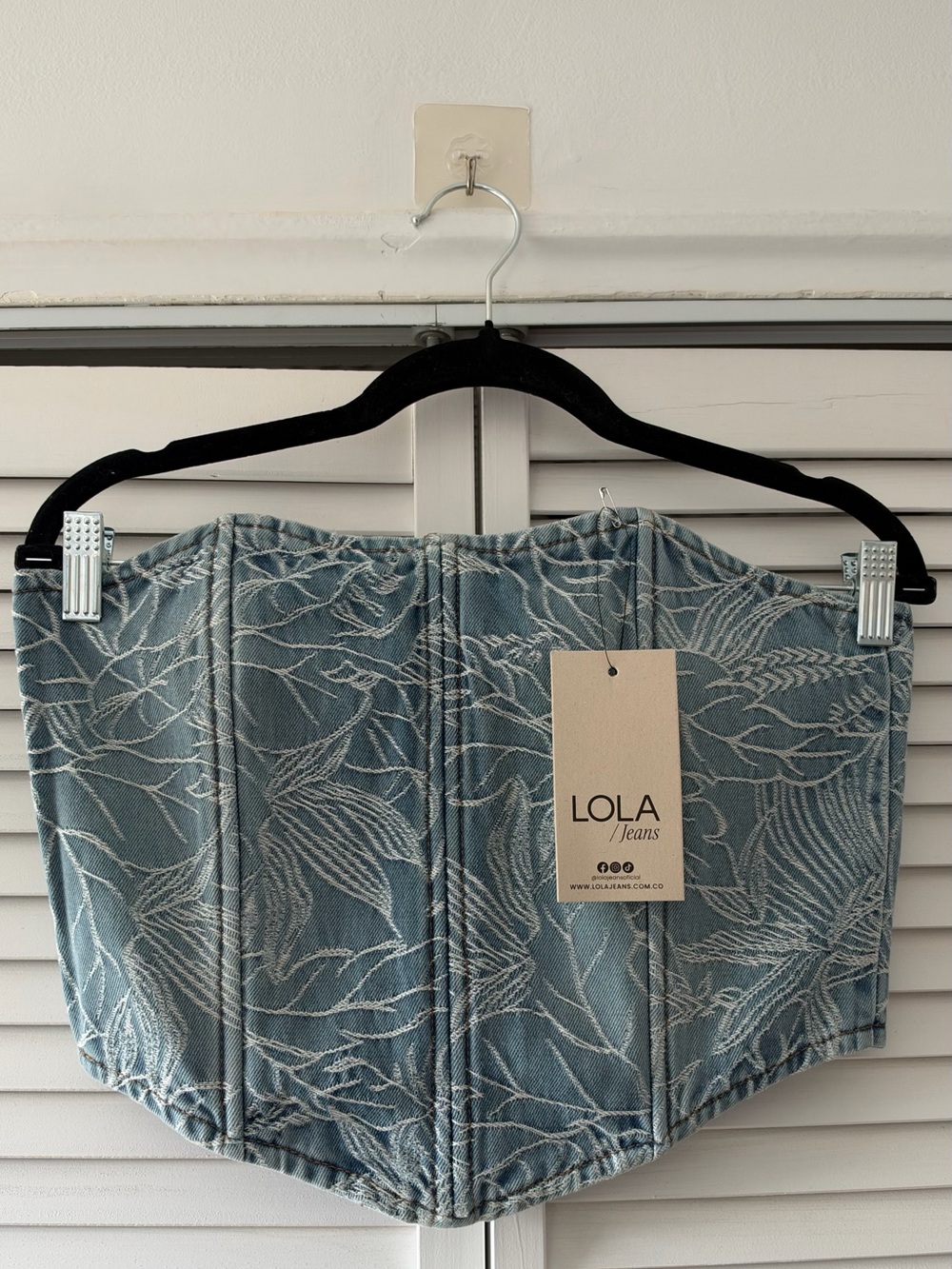 Lola Colombian brand Women’s Blue Floral Corset Strapless Size M